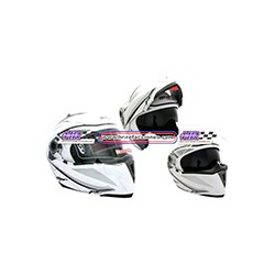 CASCO ABATIBLE DOBLE MICA BLANCO PERLA (M)