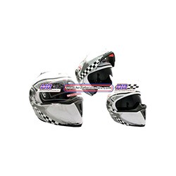 CASCO ABATIBLE RACING DOBLE MICA BLANCO (M)