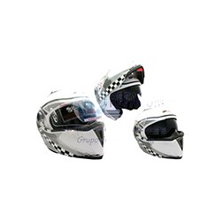 CASCO ABATIBLE RACING DOBLE MICA BLANCO COMP. (M)