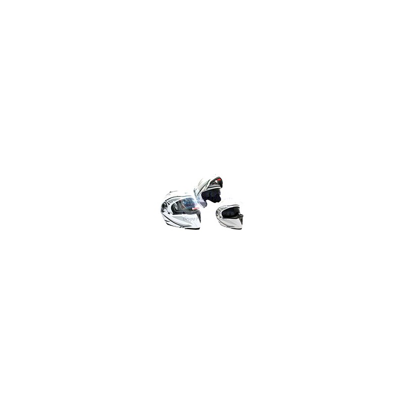 CASCO ABATIBLE RACING DOBLE MICA BLANCO PERLA (XL)