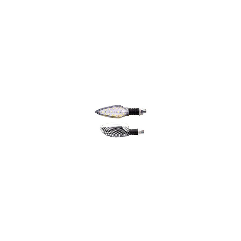 DIRECCIONAL 12V LED FIBRA CARBON LUZ ROJA JGO